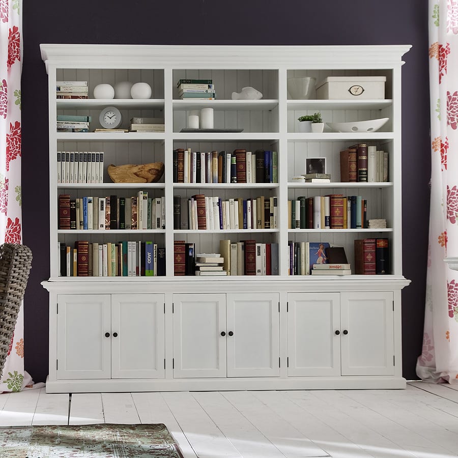 Bücherwand Landhausstil 6 Türen 15 Fächer weiß Halifax