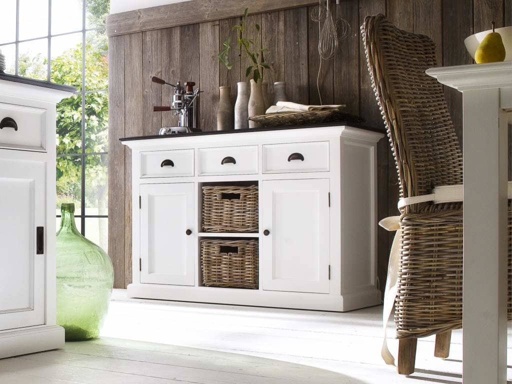 Buffetschrank weiß schwarz Landhaus modern Halifax Contrast B129CT