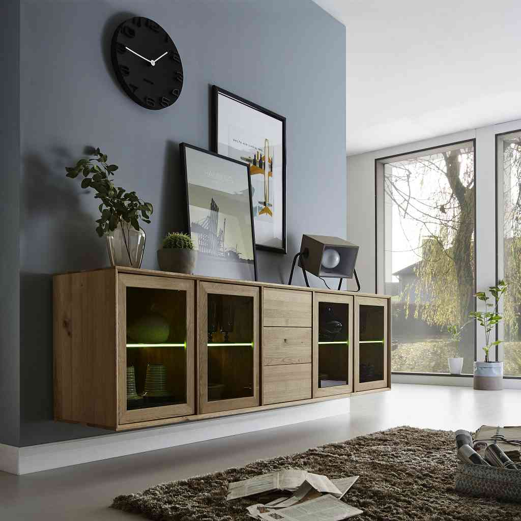 Anrichte Wildeiche massiv hängend Cubeit modular