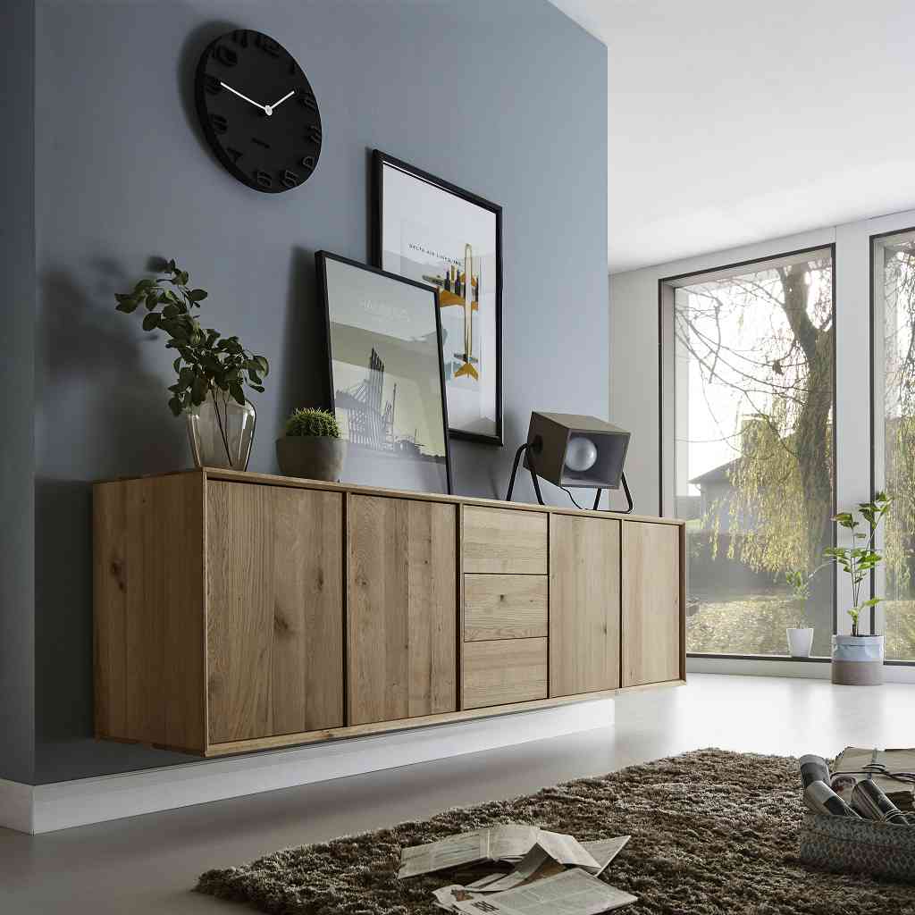 Sideboard Wildeiche CUBE iT massiv wandhängend