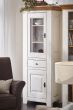 Vitrine Eiche massiv Ariege schmal mit zwei Türen und Schublade ivory