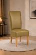 Lederstuhl King gepolstert Olive Gestell Eiche Gold