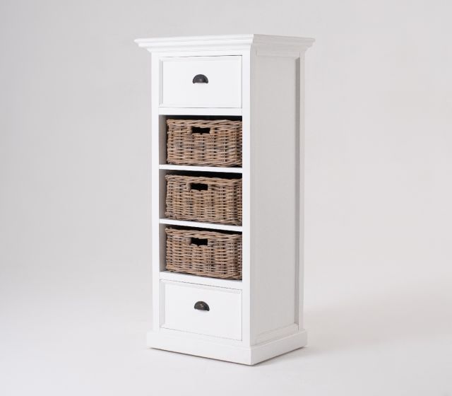 Kommode weiß Landhausstil Halifax mit Korbset CA589L