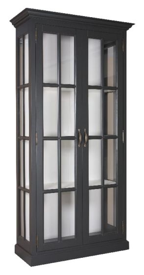 Vitrine Landhausstil grau York Glas vintage graphite 2 Türen York