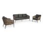 Gartenlounge wetterfest Aluminium Polyrattan Maribela mit Polster 3tlg Set