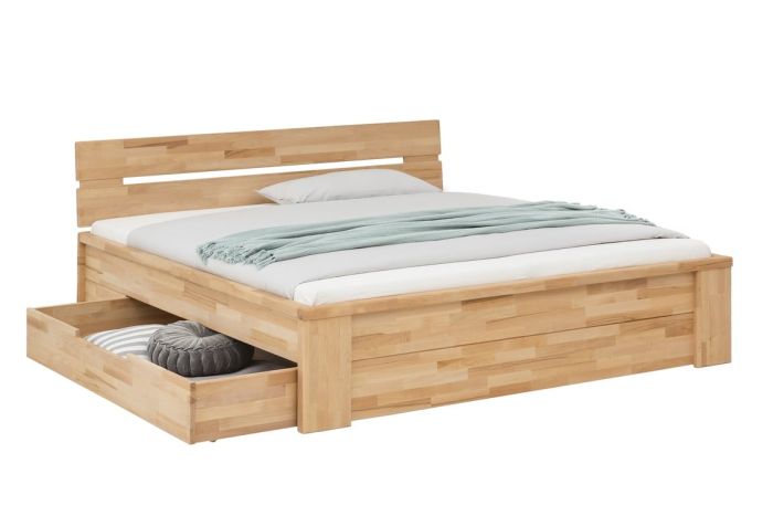Bett Kernbuche massiv 140x200cm Schubladenbett Cassandra