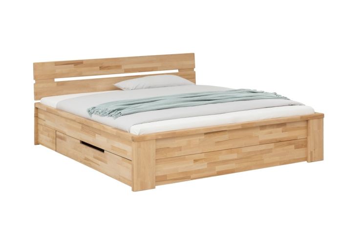 Bett Kernbuche massiv 200x200cm Schubladenbett Cassandra