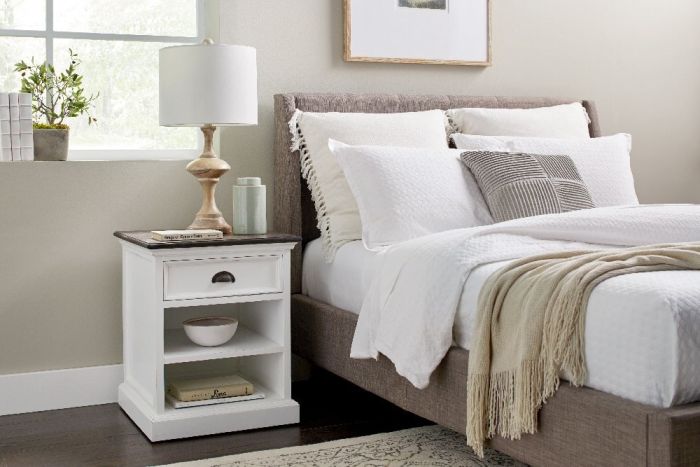 Nachttisch weiß Shabby chic eine Schublade Halifax Accent B790TWD