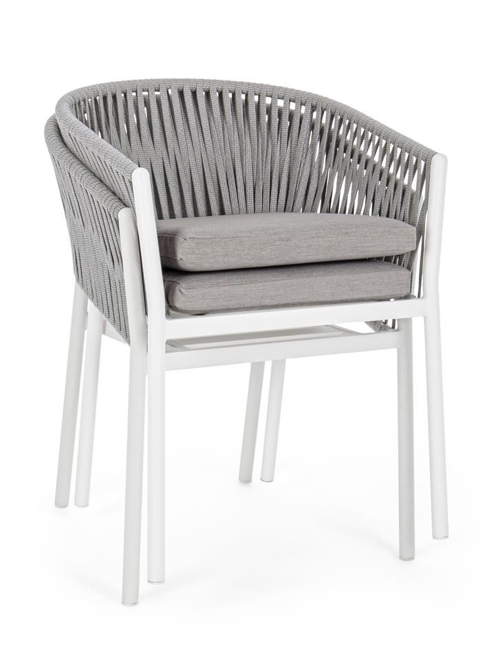 Gartenstühle stapelbar weiß mit Polster Florencia 4er Set Pick-Up-Möbel