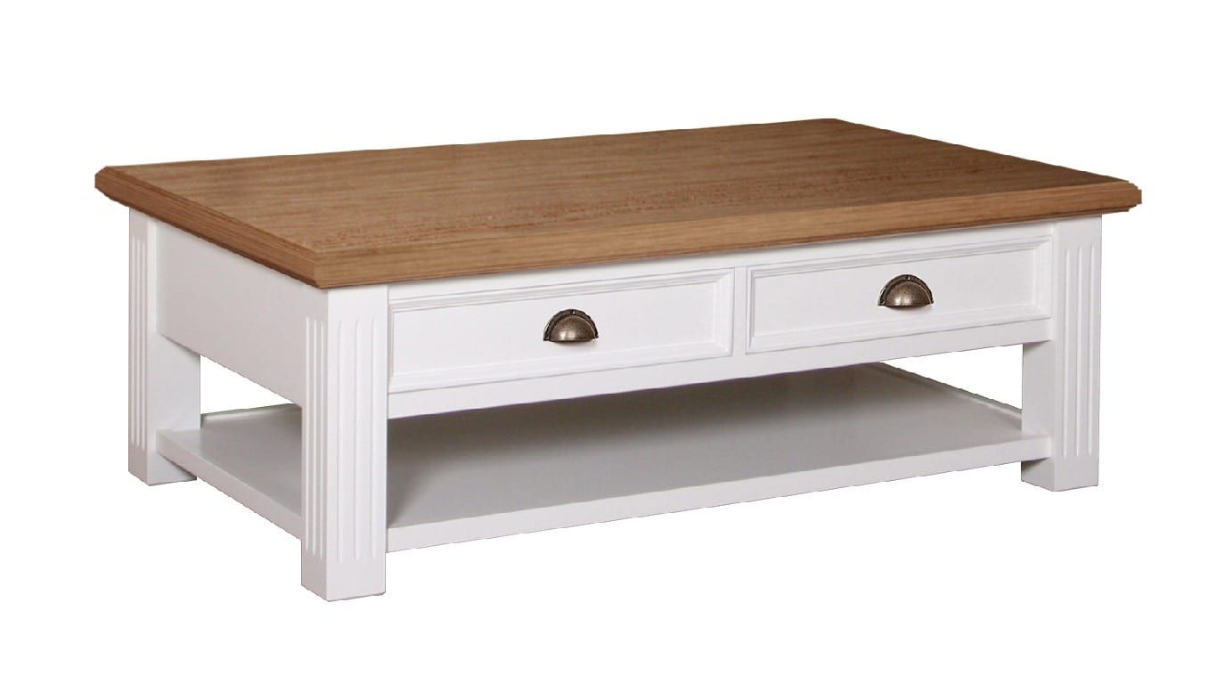 Couchtisch Chic Oak mit 2 Schubladen Pick-Up-Möbel