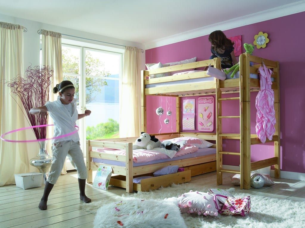 Etagenbett L-Form Infanskids Kiefer massiv TÜV-GS Pick-Up-Möbel