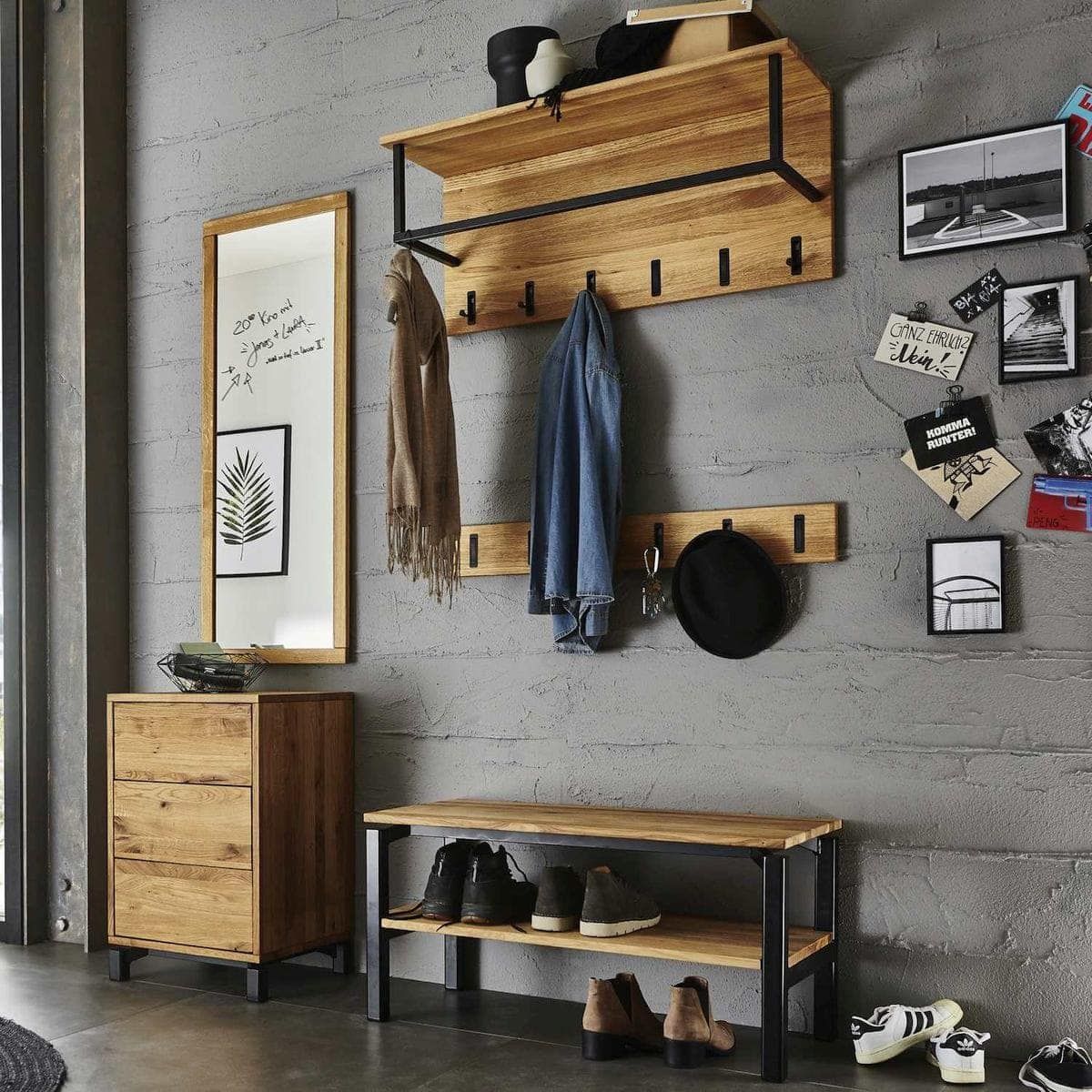 Garderobe Massivholz komplett Wildeiche geölt Walk in Set1 Pick-Up-Möbel
