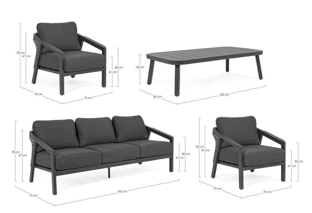Gartenlounge Alu wetterfest mit Polster Cordova kpl PickUpMöbel