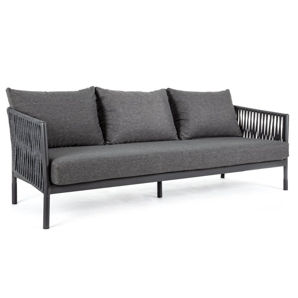 Gartensofa 3Sitzer Aluminium anthrazit mit Polster Florencia PickUpMöbel