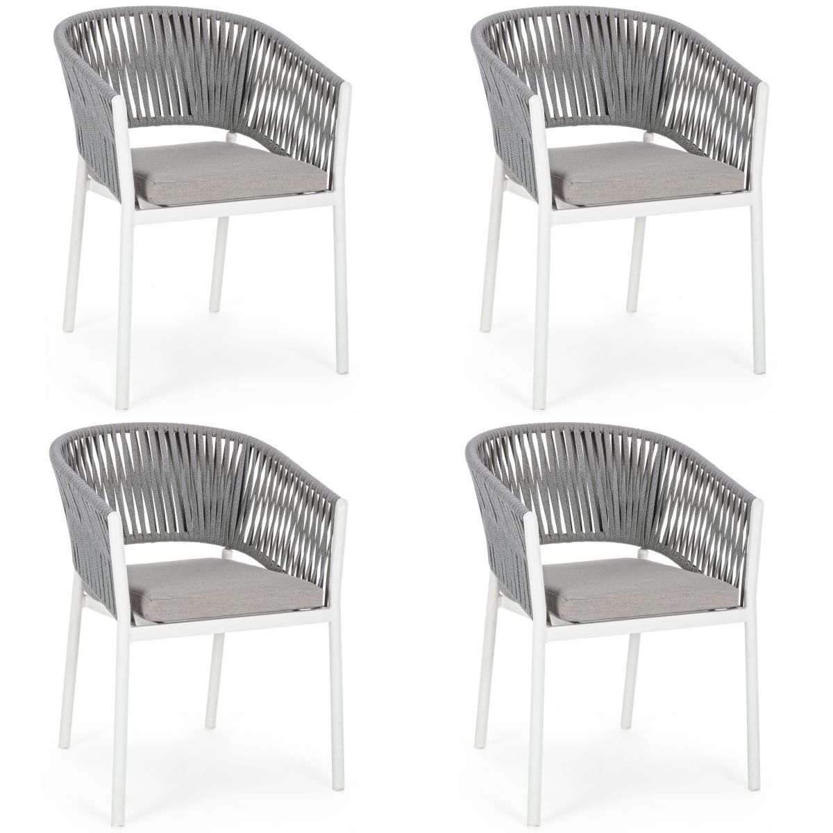 Gartenstühle 4er mit Pick-Up-Möbel weiß stapelbar Florencia Polster Set