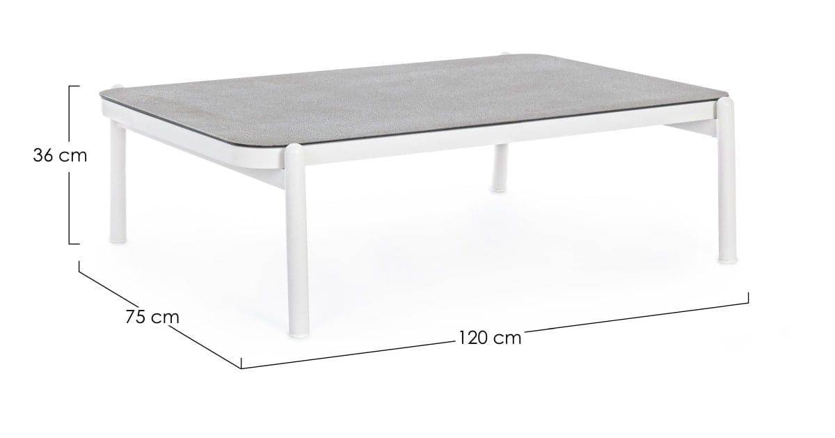 Gartentisch Aluminium weiß 120x75 cm wetterfest Florencia Pick-Up-Möbel