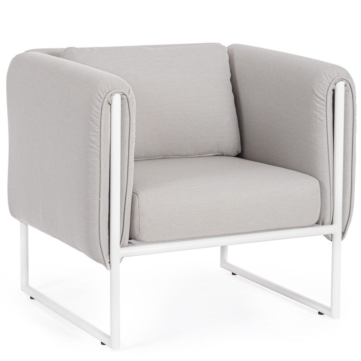 Outdoor Lounge Sessel Pixel Alu weiß Polster sand PickUpMöbel