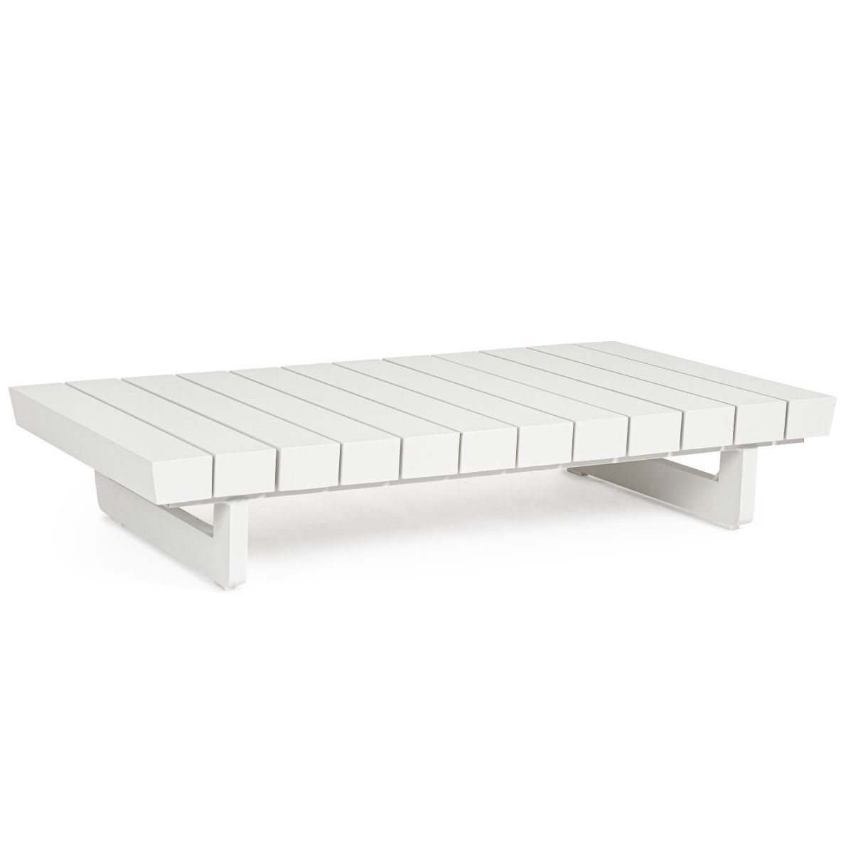 Outdoor Couchtisch wetterfest Aluminium Infinity weiß 126 cm PickUpMöbel