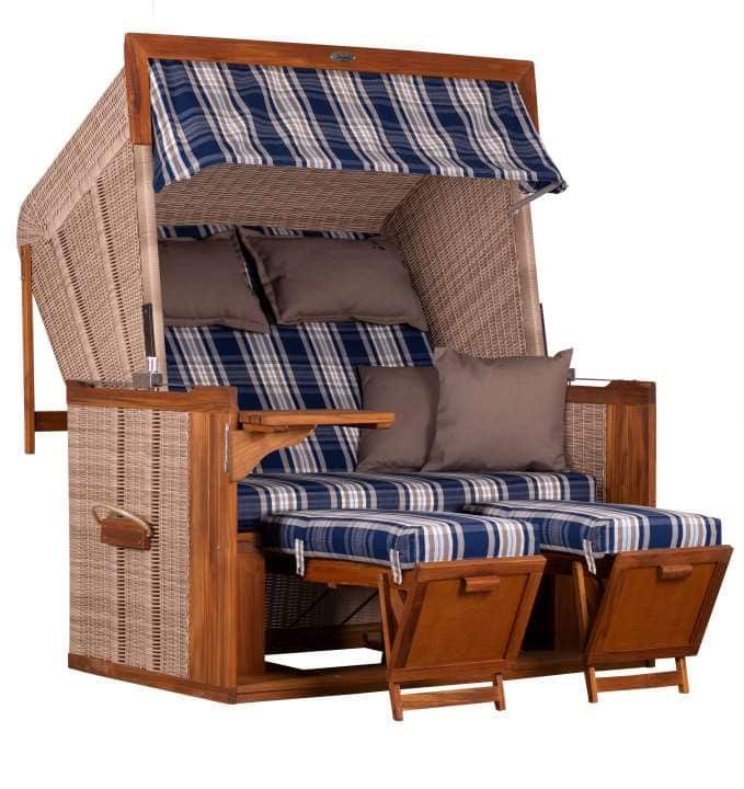 Strandkorb Friesland Sylt XL white kubu Teak von Devries PickUpMöbel