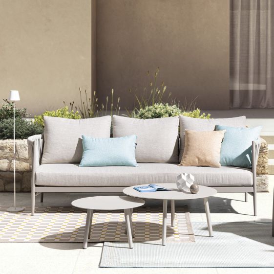 Gartensofa wetterfest 3Sitzer Aluminium beige Jacinta PickUpMöbel