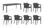 Garten Essgruppe grau 220x100 cm Aluminium Tisch u 6 Stühle mit Polster
