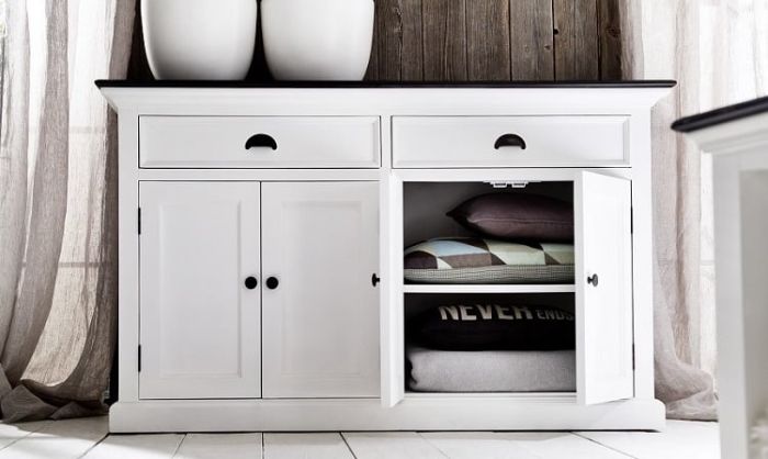 Landhaus Sideboard weiß schwarz Halifax Contrast black&white B127ct