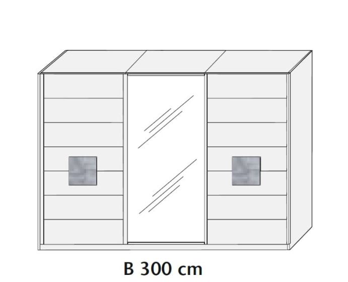 Schwebetürenschrank Massivholz Wildeiche bianco 3 türig 1 Spiegeltür