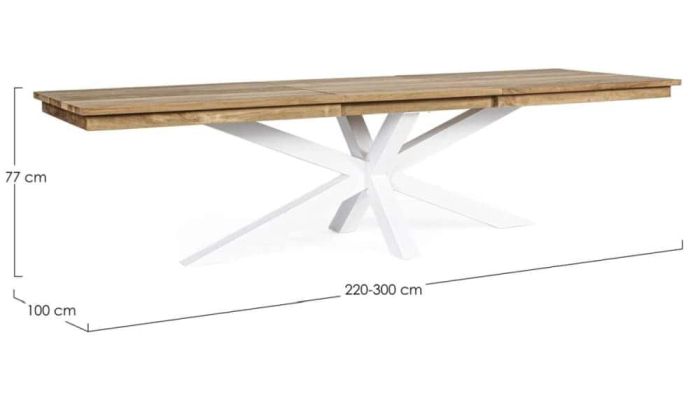 Gartentisch Teak Alu ausziehbar Palmdale 220/300x100 PickUpMöbel