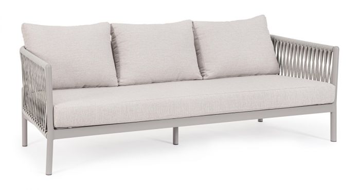 Gartensofa 3 Sitzer Aluminium beige mit Polster Florencia