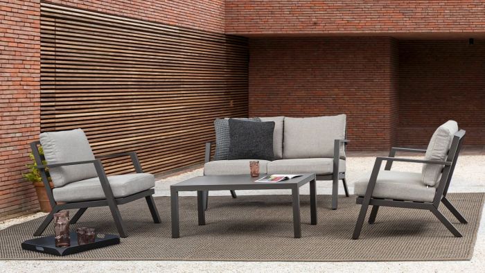 Gartenlounge Set wetterfest anthrazit Aluminium Harlem 4er-Set