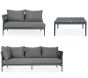 Garten Ecklounge wetterfest Aluminium Rafael Set mit Polster und Tisch grau