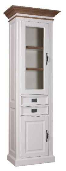 Vitrine Landhausstil York Shabby chic Oak 2x1 Tür 1 Schublade links 106L