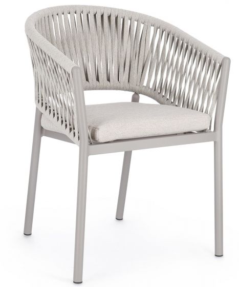 Gartenstühle stapelbar beige Sitzpolster Florencia 4er Set Aluminium