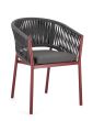 Gartenstühle stapelbar rot mit Polster Florencia 4er Set Aluminium
