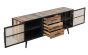 Sideboard Nordic Rattan mit 3 Schubladen 200x45 cm recyceltes Bootsholz Metallrahmen