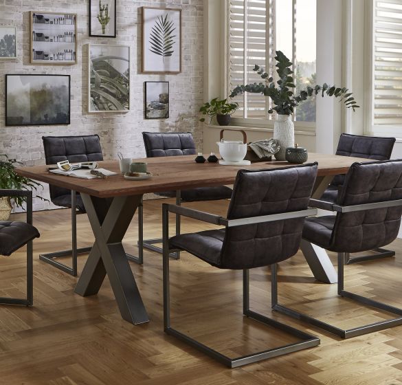 Esstisch Palmira Eiche – Zerreiche oder Wildeiche X-Gestell