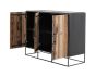 Sideboard Rustika 120x45 cm recycelt Bootsholz Metall schwarz