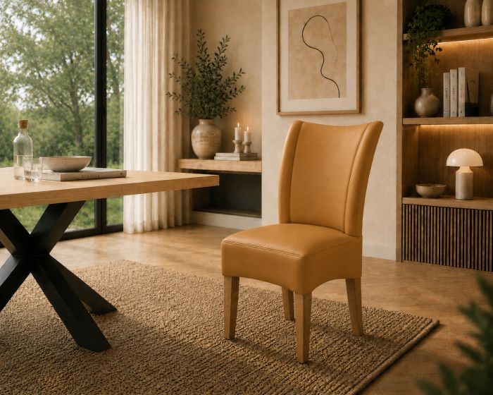Lederstuhl Lombardo Echt Leder Amber Gestellfarbe Gold