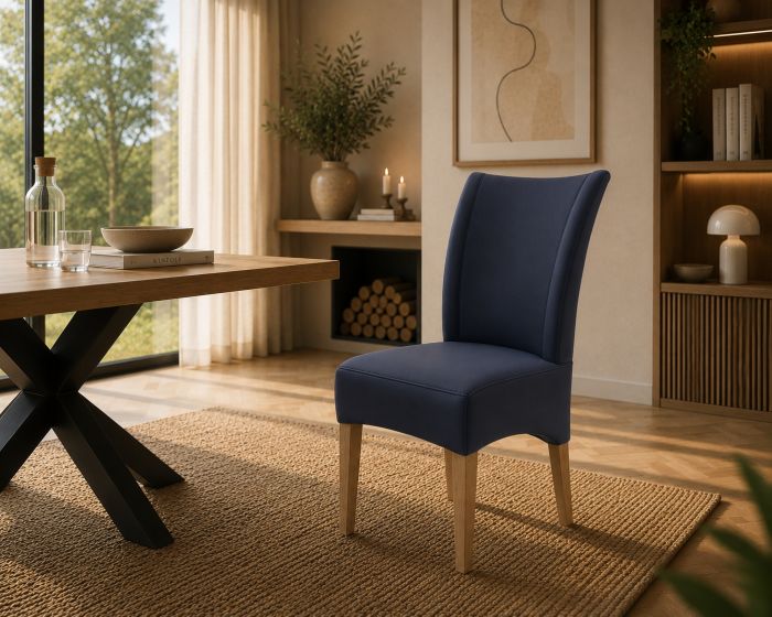 Lederstuhl Lombardo Echt Leder Blue Gestellfarbe Gold