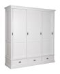 Shabby chic Kleiderschrank weiß Pinie 3 Schiebetüren 2 Schubladen 1103