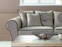 Hussensofa Ecke DORCHESTER Landhaus Bezug Linen natural, Keder: Black, Kissen Motiv  "The Caribbean" 