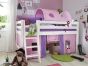 Halbhohes Kinderbett Kiefer massiv Beispiel flieder rosa