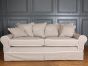 Landhausstil Hussensofa Delaware Lounge Landhaus Sofa 200 cm Stoff BW Sage + Keder Weiss