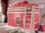 Kinderhochbett Infanskids Kiefer massiv Behang Pink