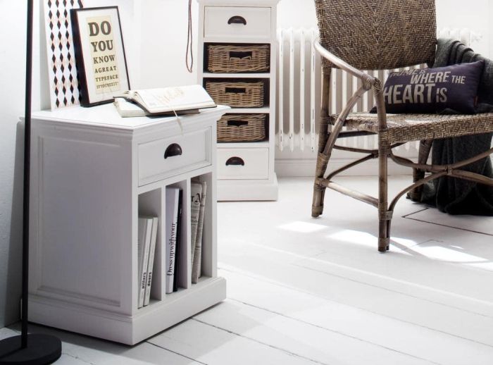 Landhausstil Kommode antikweiß schmal 3 Fächer Halifax T757