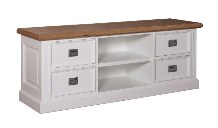 Fernsehkommode Landhausstil York Shabby chic Oak 4 Schubladen 115