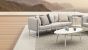 Outdoor Sofa Lounge 3 Sitzer wetterfest Aluminium weiß Polster sand Pixel