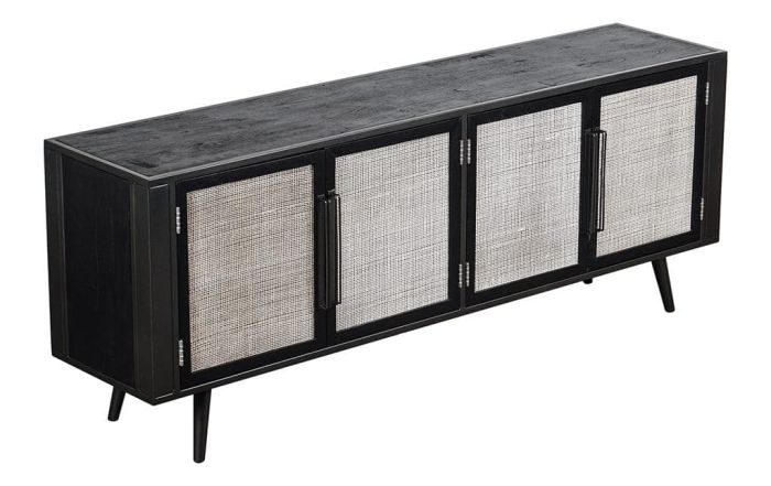 Sideboard Nordic Mindi Rattan 200x45 cm Metallrahmen