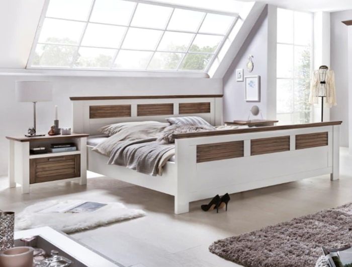 Landhausstil Bett Pinie weiss Aruba in drei Größen wählen 