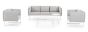 Outdoor Loungeset wetterfest Aluminium weiß Polster sand Pixel 3 tlg